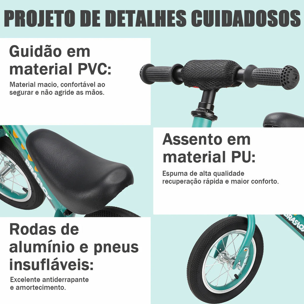 Bicicleta Equilíbrio Infantil Andador Sem Pedal Criança balance Bike 2 a 5 anos Brastoy