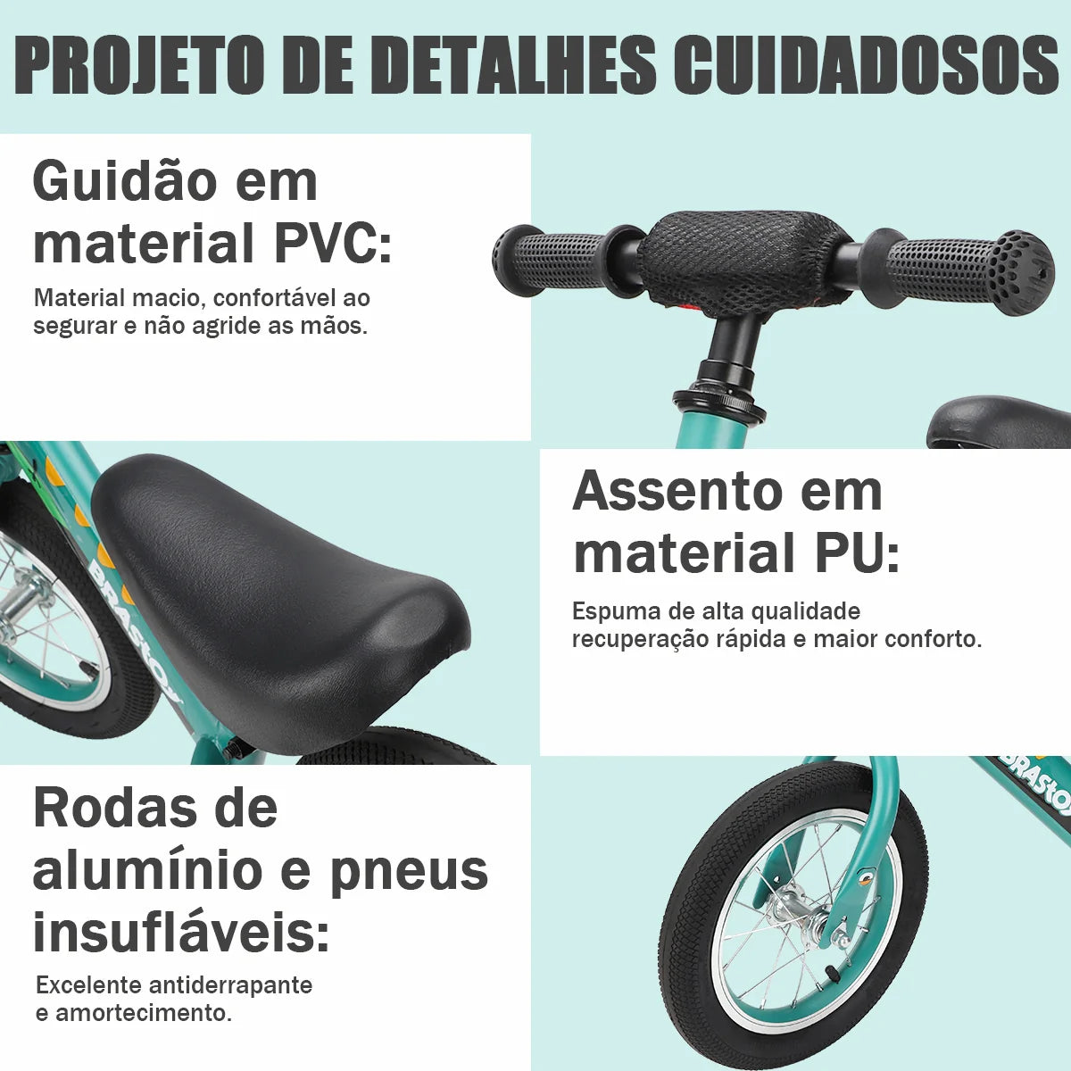 Bicicleta Equilíbrio Infantil Andador Sem Pedal Criança balance Bike 2 a 5 anos Brastoy