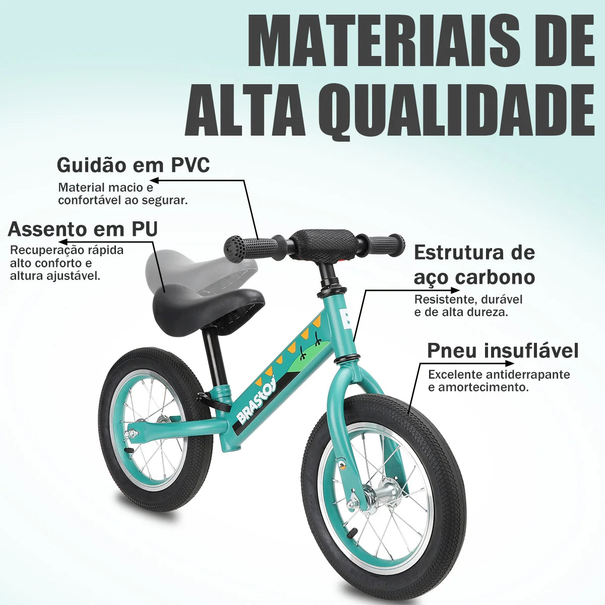Bicicleta Equilíbrio Infantil Andador Sem Pedal Criança balance Bike 2 a 5 anos Brastoy