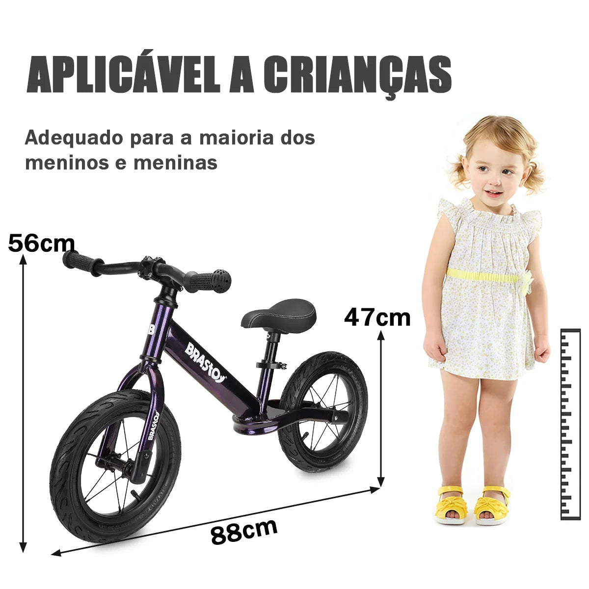 Bicicleta Equilíbrio Infantil Andador Sem Pedal Criança balance Bike 2 a 5 anos Brastoy