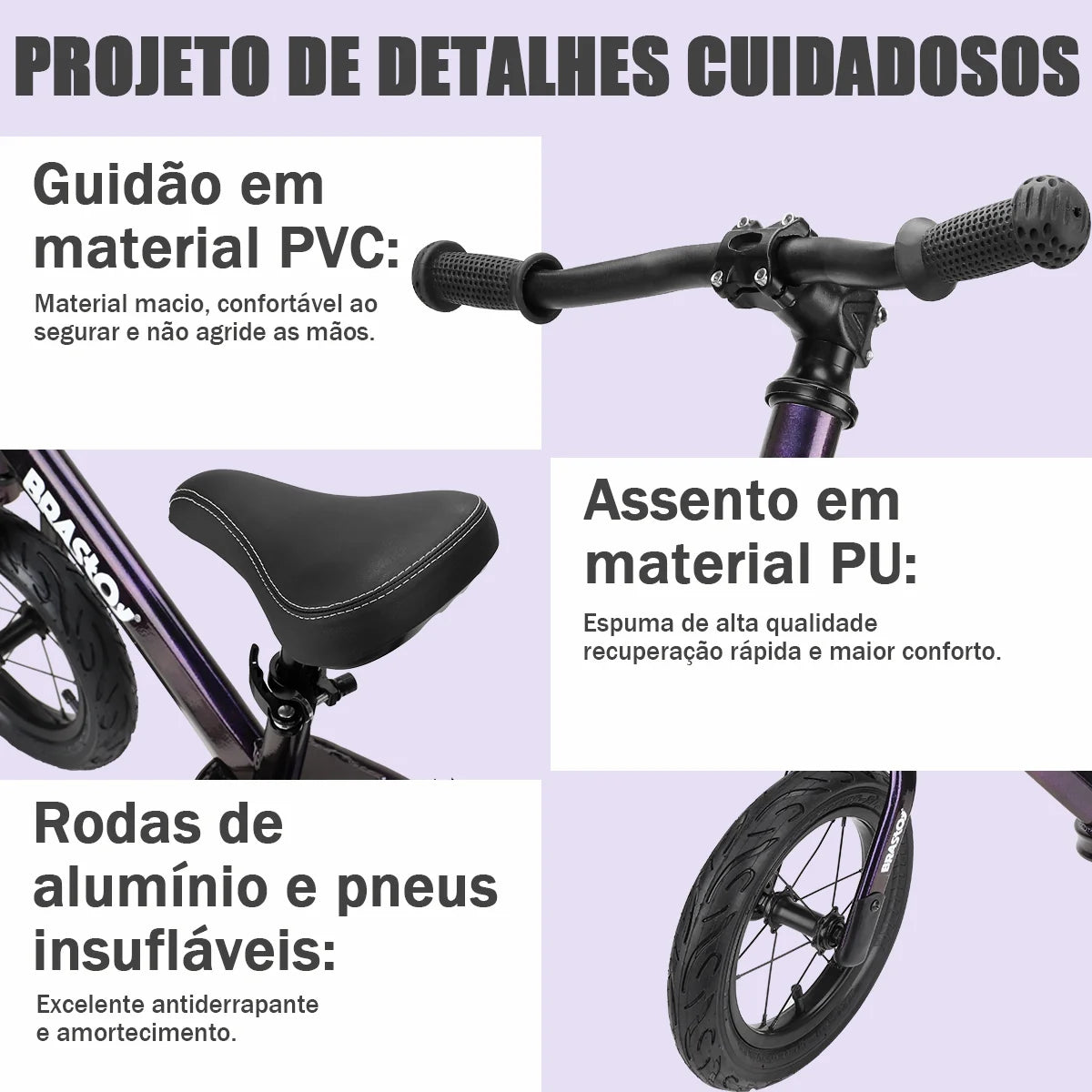 Bicicleta Equilíbrio Infantil Andador Sem Pedal Criança balance Bike 2 a 5 anos Brastoy