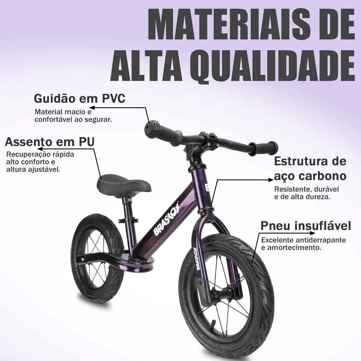 Bicicleta Equilíbrio Infantil Andador Sem Pedal Criança balance Bike 2 a 5 anos Brastoy