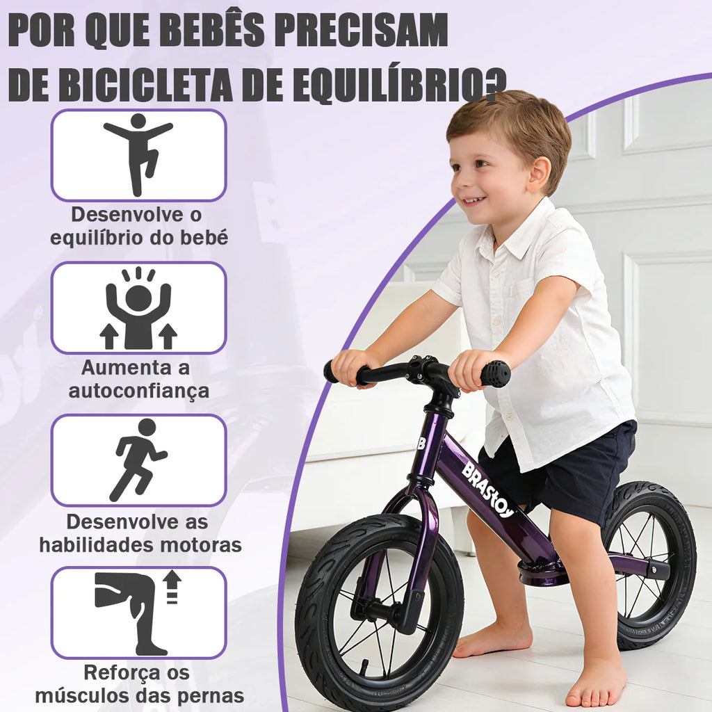 Bicicleta Equilíbrio Infantil Andador Sem Pedal Criança balance Bike 2 a 5 anos Brastoy