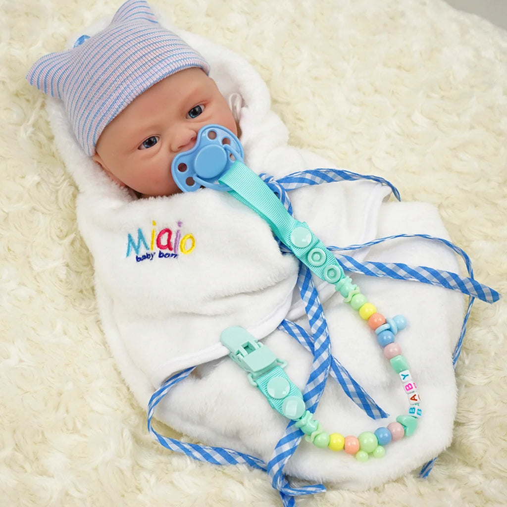 Boneco Bebê Reborn Brastoy Silicone Sólido 40cm Pode Tomar Banho Kit Acessórios Chupeta Fralda Mamadeira Pelúcia Certidão