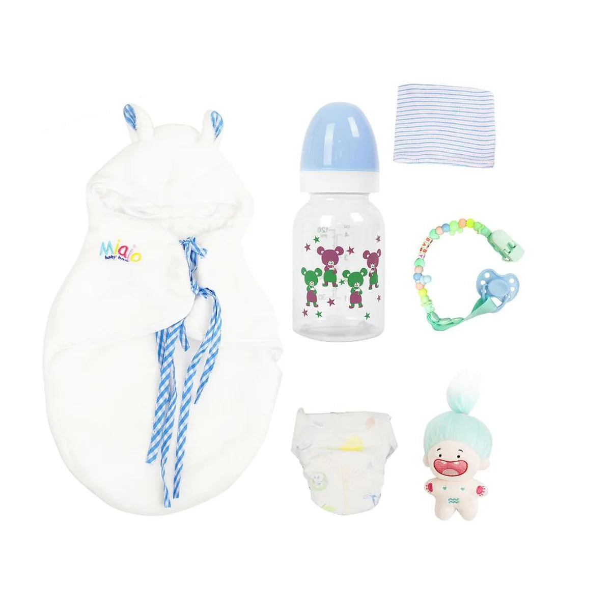 Boneco Bebê Reborn Brastoy Silicone Sólido 40cm Pode Tomar Banho Kit Acessórios Chupeta Fralda Mamadeira Pelúcia Certidão