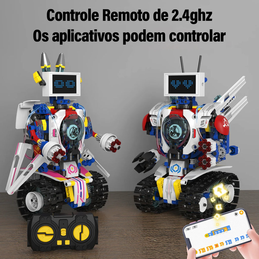 Robô de Brinquedo Controle Remoto Robótica 5 em 1 603 peças Transformes Bloco de Montar Puzzle Monte e Desmonte Kit Completo