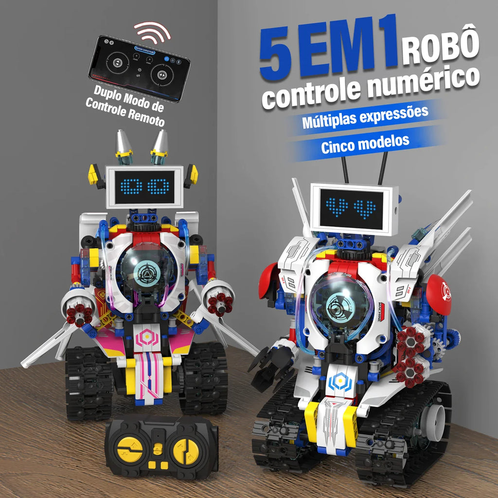 Robô de Brinquedo Controle Remoto Robótica 5 em 1 603 peças Transformes Bloco de Montar Puzzle Monte e Desmonte Kit Completo