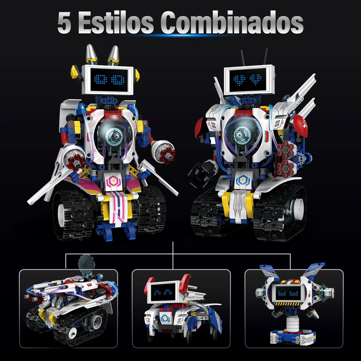 Robô de Brinquedo Controle Remoto Robótica 5 em 1 603 peças Transformes Bloco de Montar Puzzle Monte e Desmonte Kit Completo