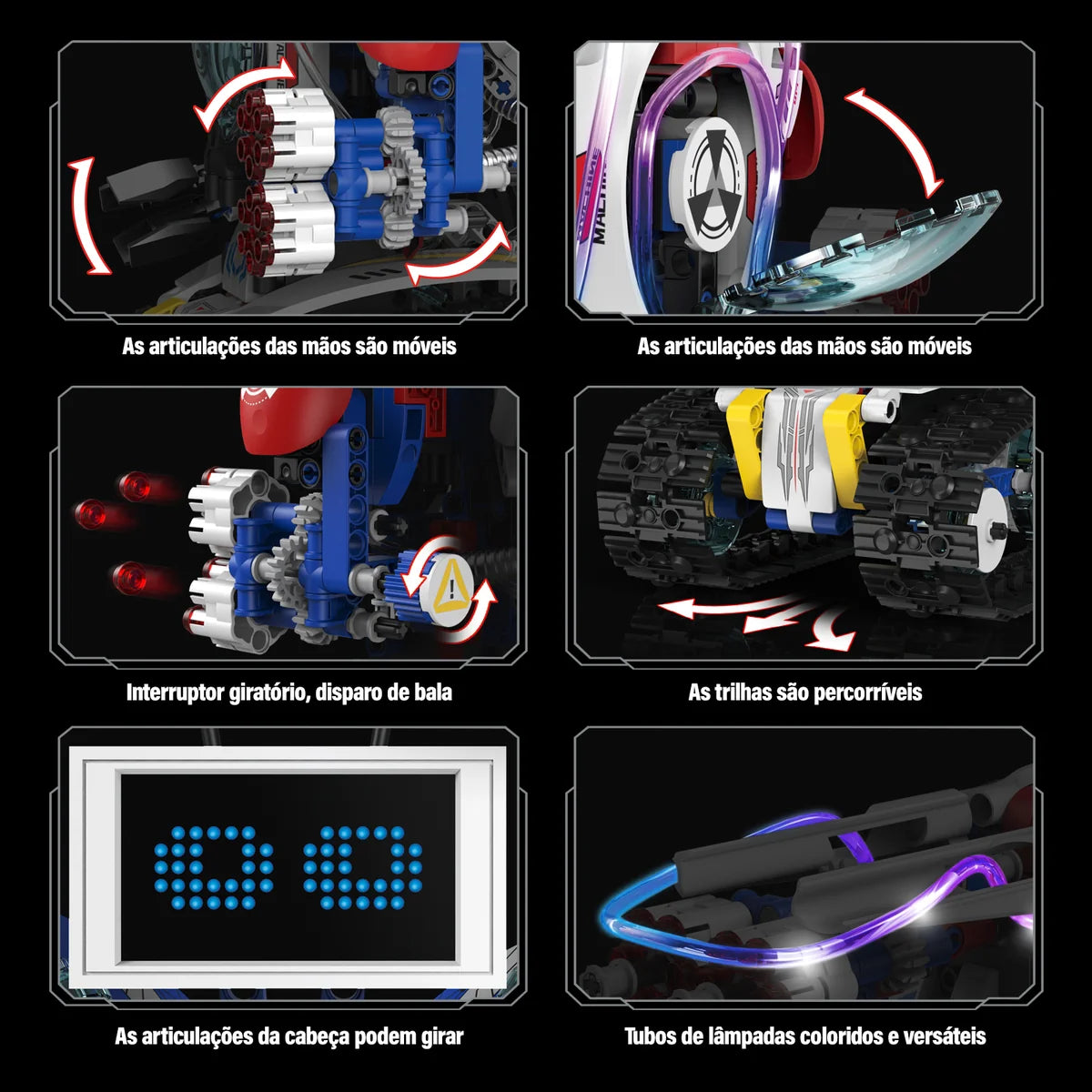 Robô de Brinquedo Controle Remoto Robótica 5 em 1 603 peças Transformes Bloco de Montar Puzzle Monte e Desmonte Kit Completo