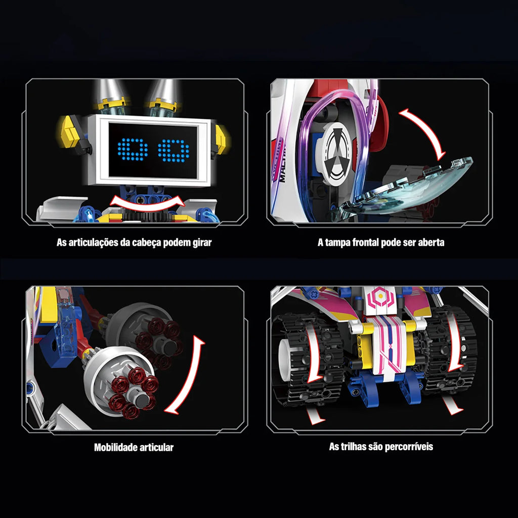 Robô de Brinquedo Controle Remoto Robótica 5 em 1 603 peças Transformes Bloco de Montar Puzzle Monte e Desmonte Kit Completo