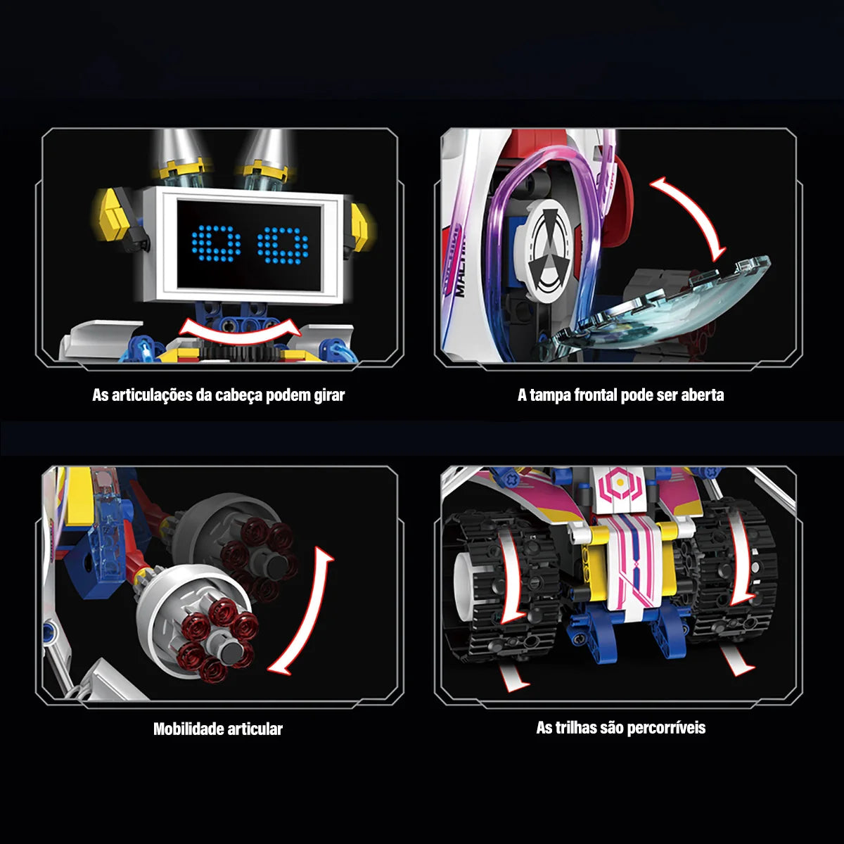 Robô de Brinquedo Controle Remoto Robótica 5 em 1 603 peças Transformes Bloco de Montar Puzzle Monte e Desmonte Kit Completo