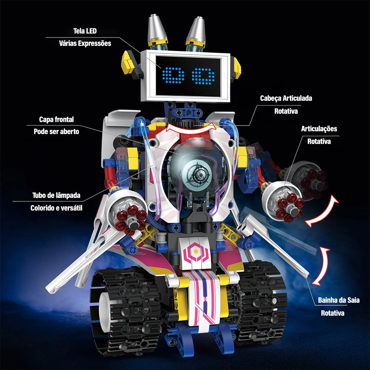 Robô de Brinquedo Controle Remoto Robótica 5 em 1 603 peças Transformes Bloco de Montar Puzzle Monte e Desmonte Kit Completo