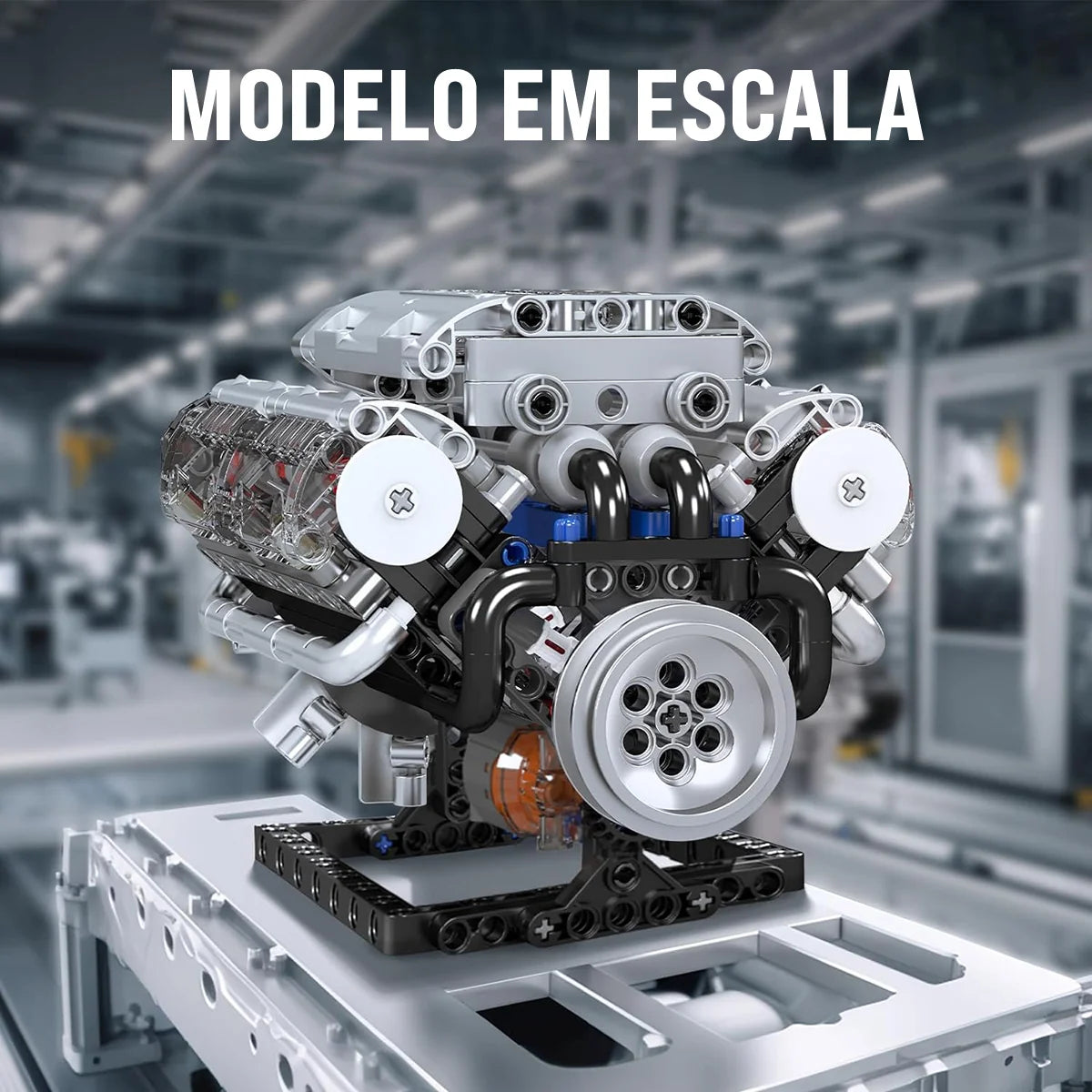 Bloco de montar de Encaixe Motor V8 Carro Esportivo 535 Peças Brinquedo Educativo de Construção P Crianças e Adultos
