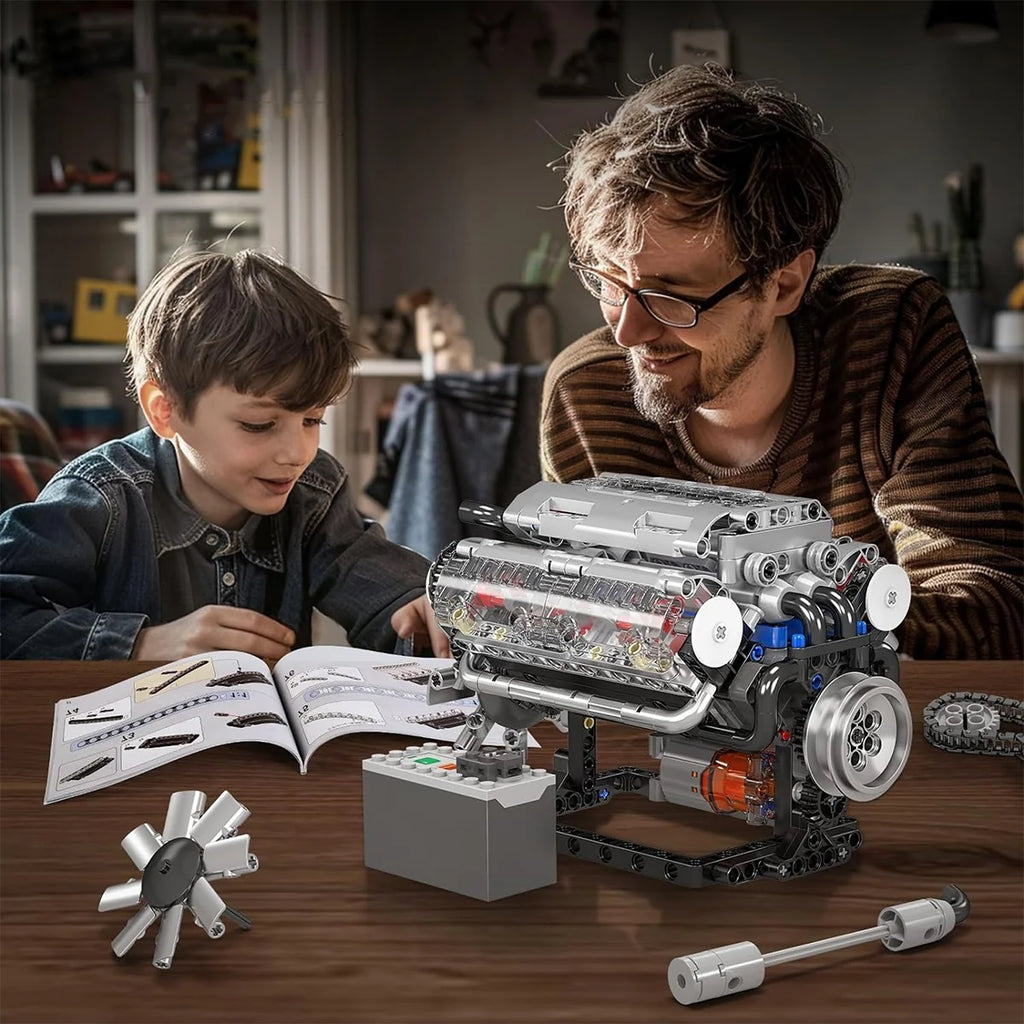 Bloco de montar de Encaixe Motor V8 Carro Esportivo 535 Peças Brinquedo Educativo de Construção P Crianças e Adultos