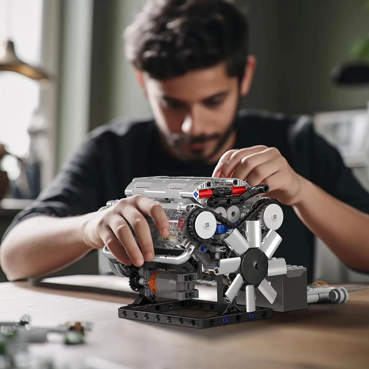 Bloco de montar de Encaixe Motor V8 Carro Esportivo 535 Peças Brinquedo Educativo de Construção P Crianças e Adultos