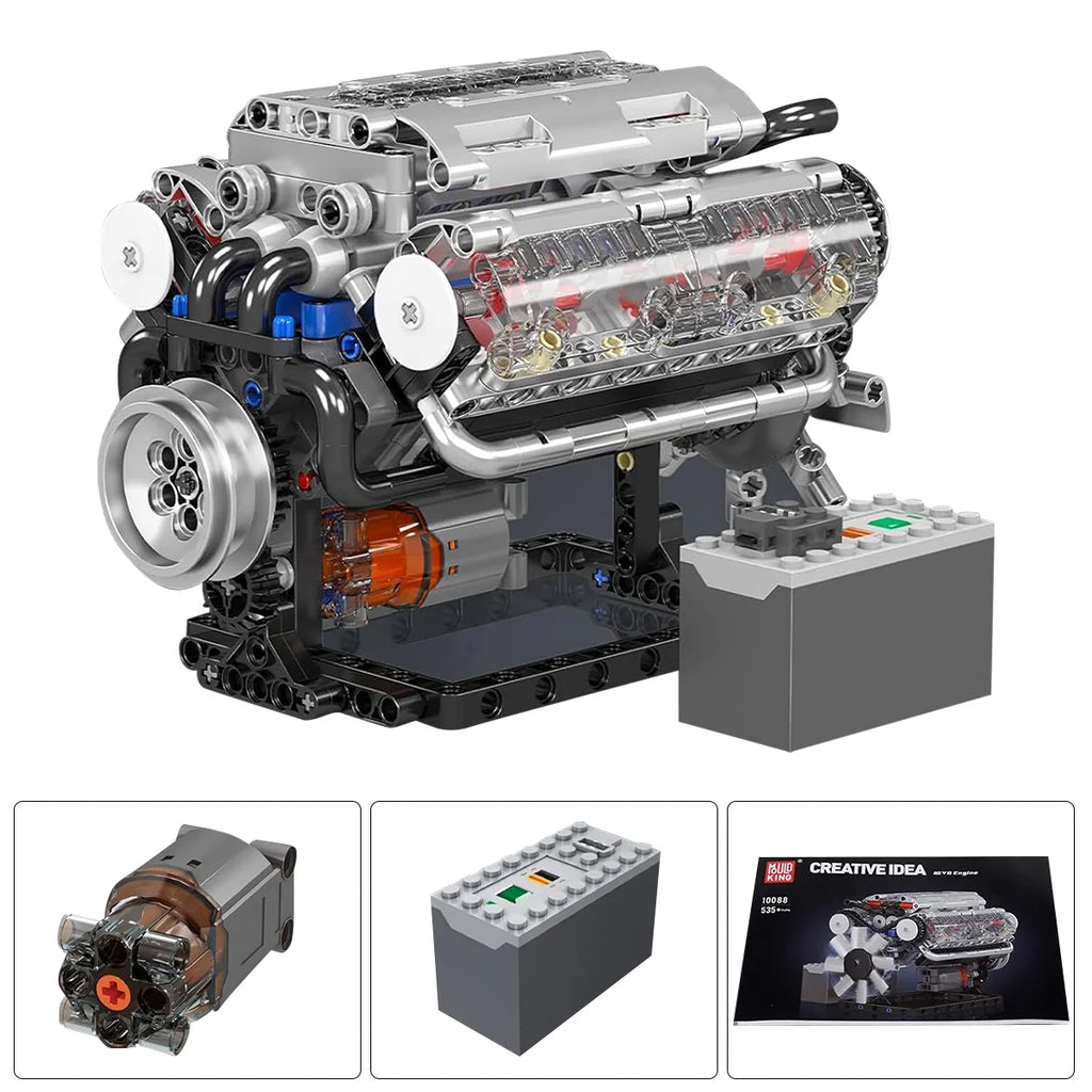 Bloco de montar de Encaixe Motor V8 Carro Esportivo 535 Peças Brinquedo Educativo de Construção P Crianças e Adultos