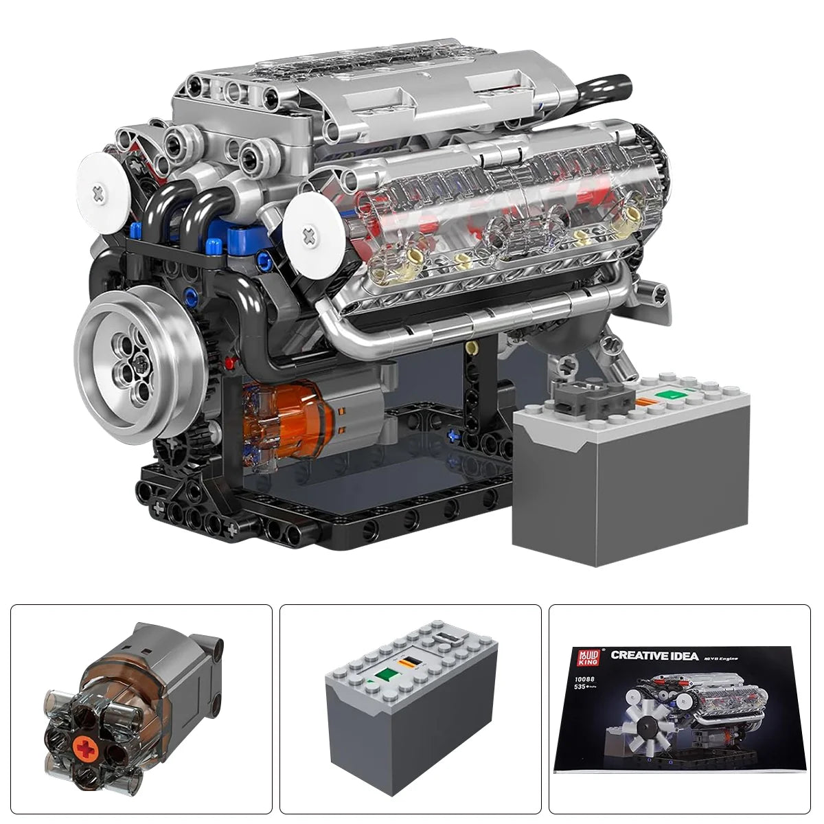 Bloco de montar de Encaixe Motor V8 Carro Esportivo 535 Peças Brinquedo Educativo de Construção P Crianças e Adultos
