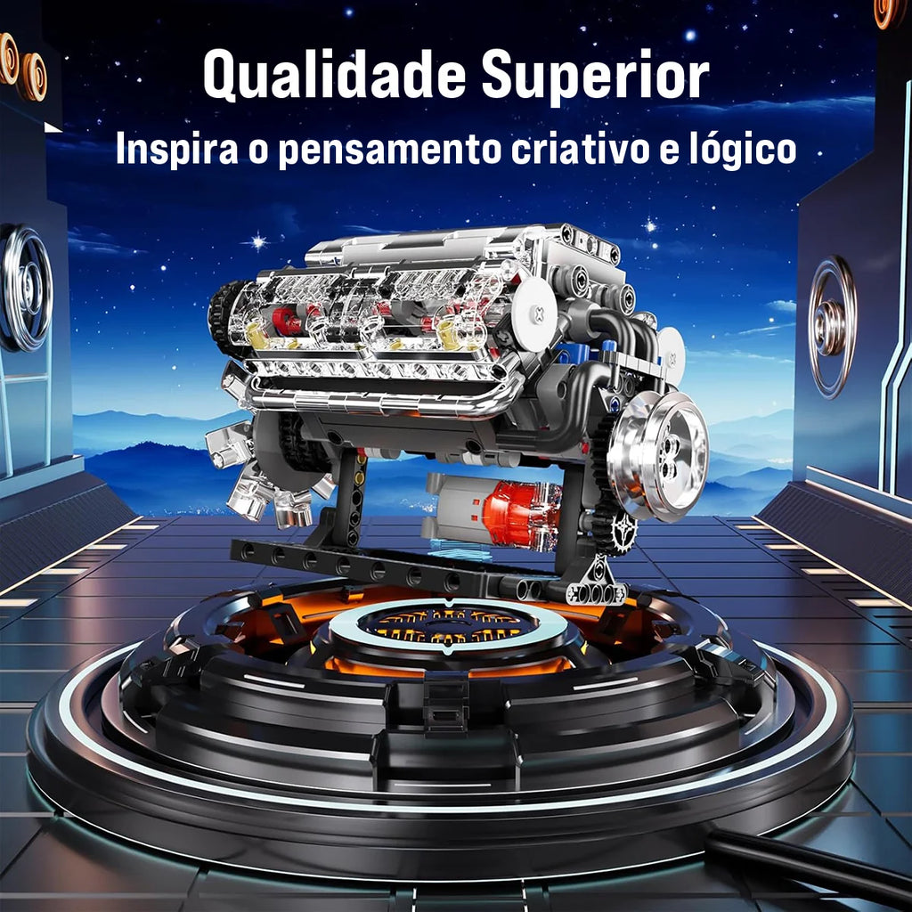 Bloco de montar de Encaixe Motor V8 Carro Esportivo 535 Peças Brinquedo Educativo de Construção P Crianças e Adultos