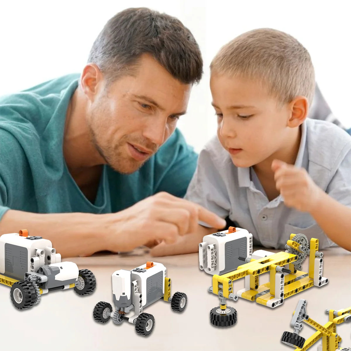 Bloco de Montar Educativo 50 em 1 com Motor 180 peças Brinquedo de Encaixar Infantil Criança Kit Monte e Desmonte Diversas Formas