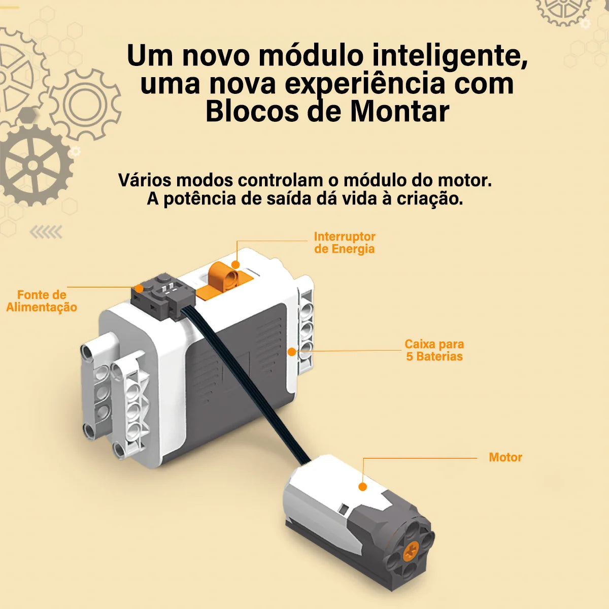 Bloco de Montar Educativo 50 em 1 com Motor 180 peças Brinquedo de Encaixar Infantil Criança Kit Monte e Desmonte Diversas Formas