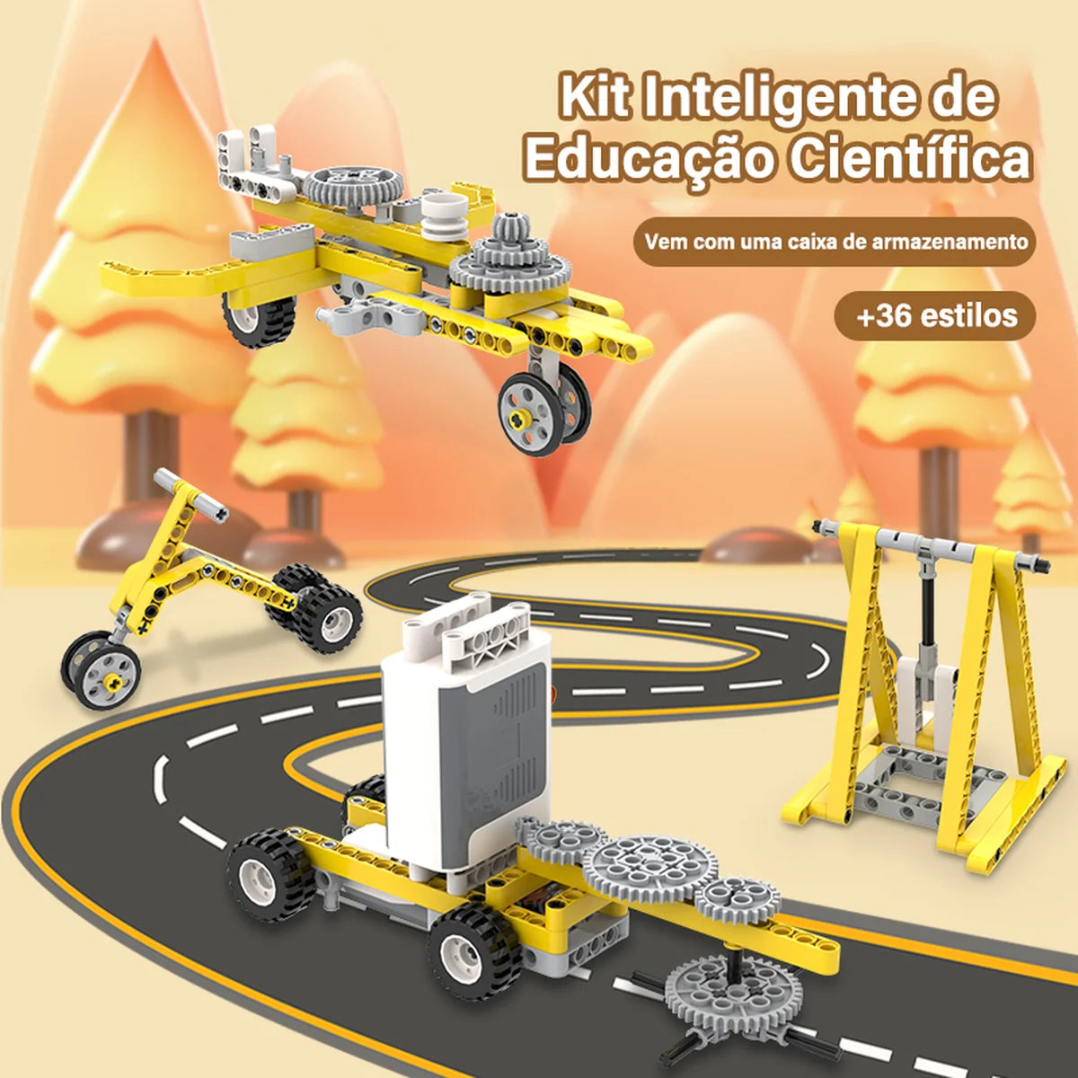 Bloco de Montar Educativo 50 em 1 com Motor 180 peças Brinquedo de Encaixar Infantil Criança Kit Monte e Desmonte Diversas Formas