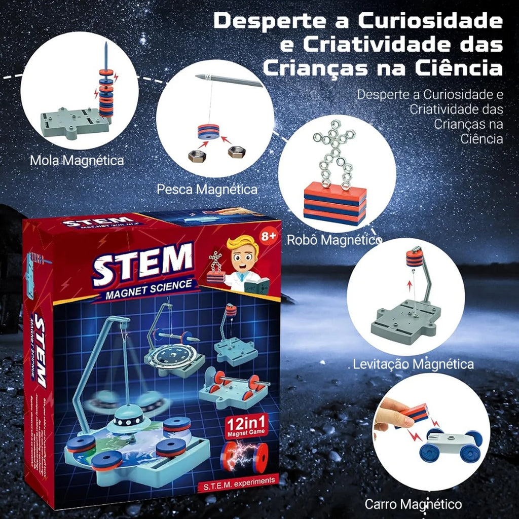 Brinquedo Educativo para crianças STEM Ímã de Montar 12 em 1 Experimento de Educação Científica Infantil Ciência
