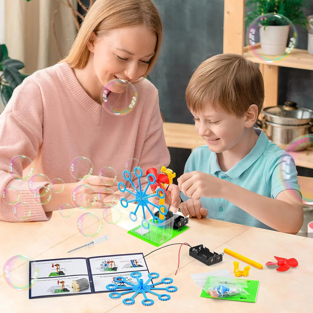 Bloco de Montar Infantil Robótica Educacional de Ciências 6 em 1 à Pilha Brinquedo Educativo de Encaixar para Crianças
