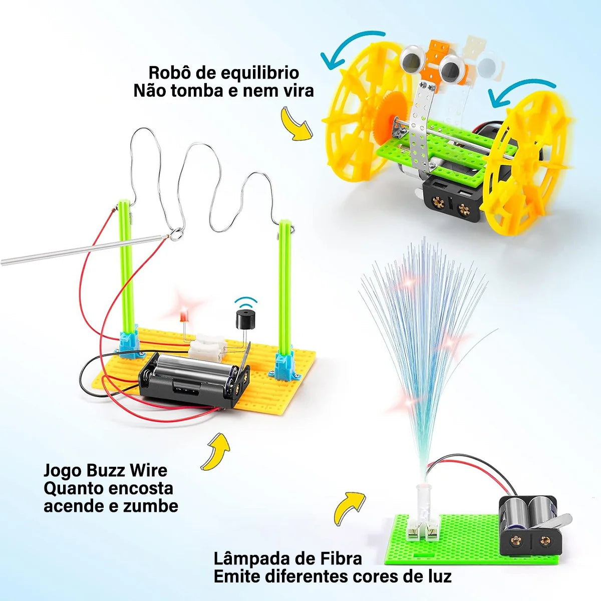 Bloco de Montar Infantil Robótica Educacional de Ciências 6 em 1 à Pilha Brinquedo Educativo de Encaixar para Crianças