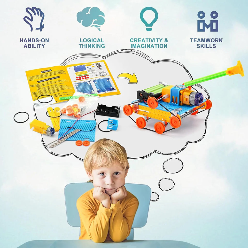 Bloco de Montar Infantil Robótica Robô Educacional de Ciências 5 em 1 à Pilha Brinquedo Educativo de Encaixar para Crianças