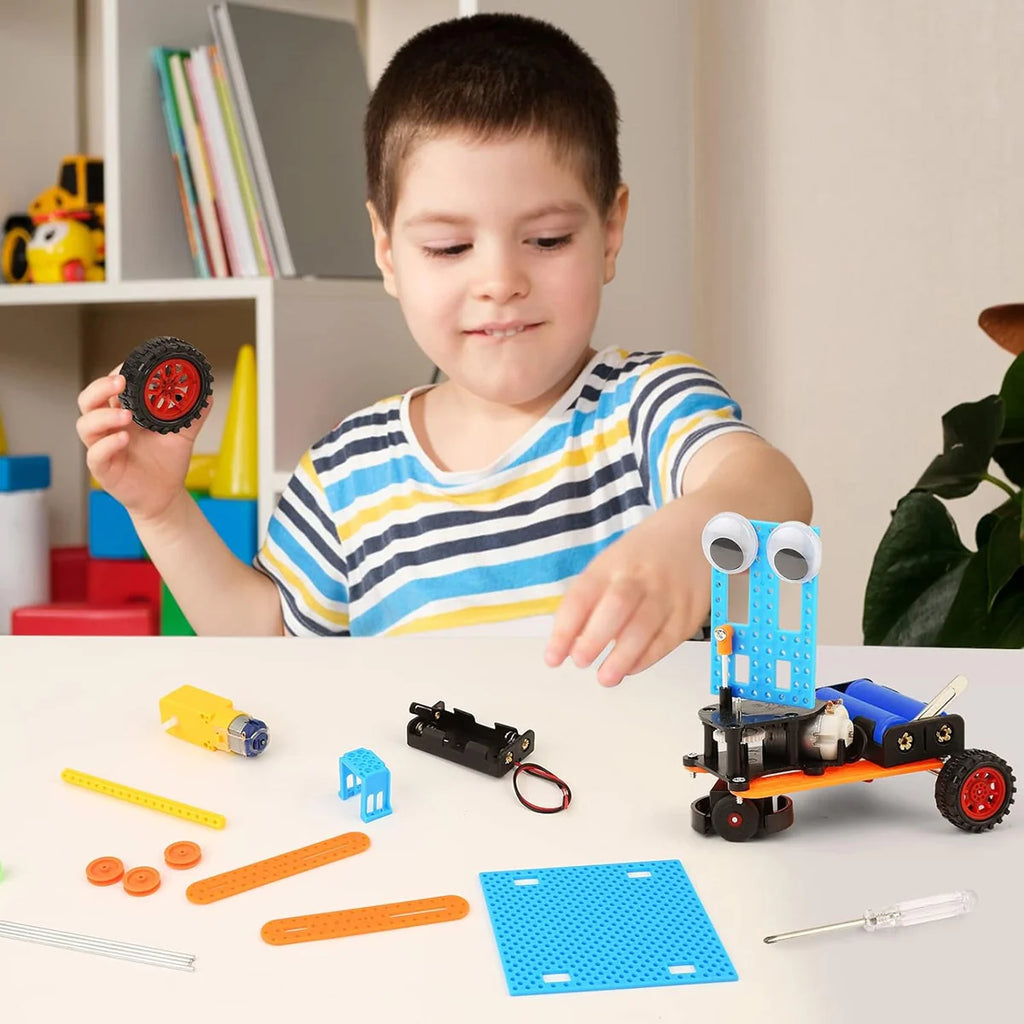 Bloco de Montar Infantil Robótica Robô Educacional de Ciências 5 em 1 à Pilha Brinquedo Educativo de Encaixar para Crianças