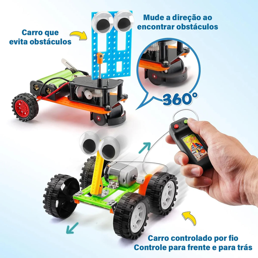 Bloco de Montar Infantil Robótica Robô Educacional de Ciências 5 em 1 à Pilha Brinquedo Educativo de Encaixar para Crianças