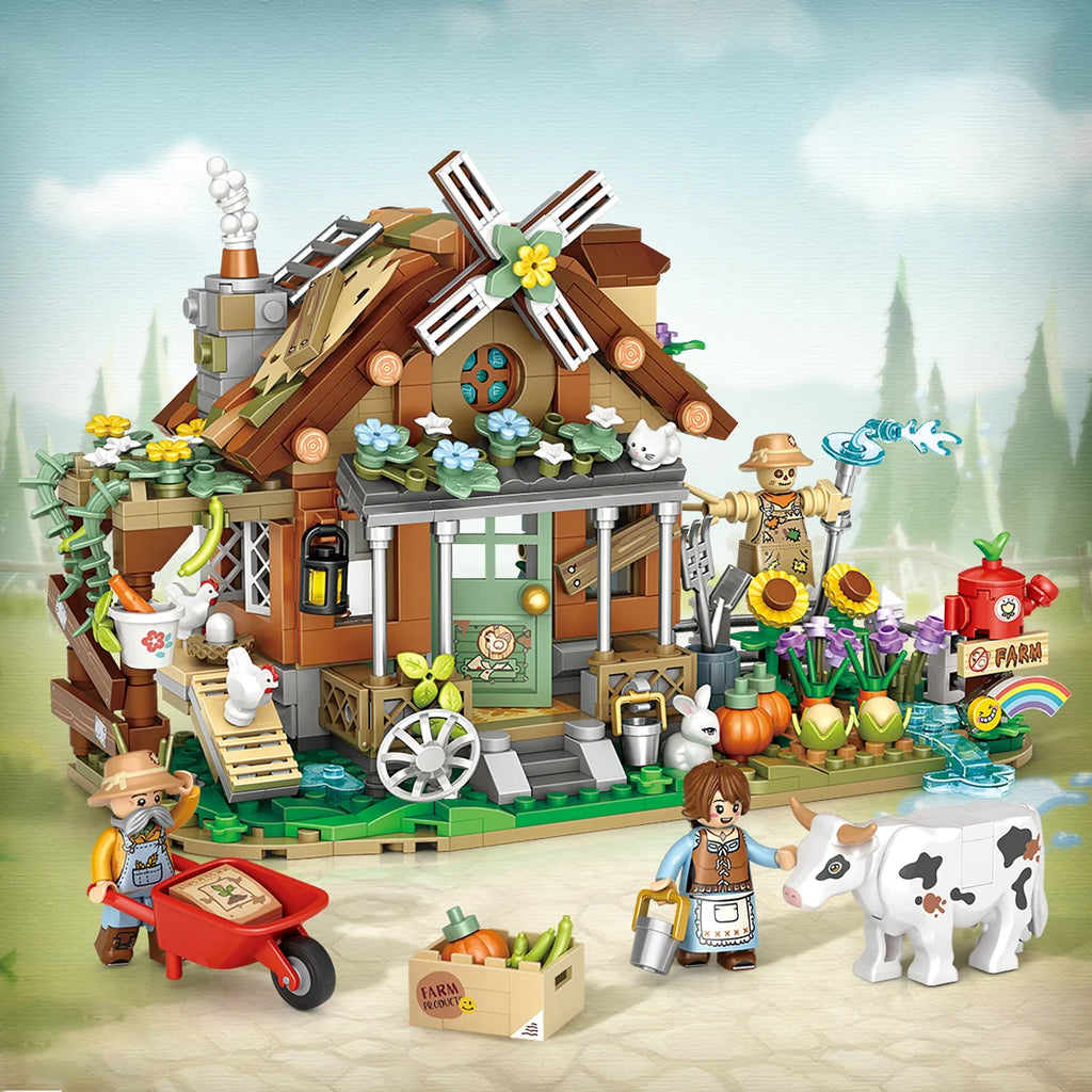 Bloco de Montar Fazenda Puzzle 899 Peças de Encaixar Crianças Adulto Adolescentes Infantil Bloco de Construção Decoração Colecionador