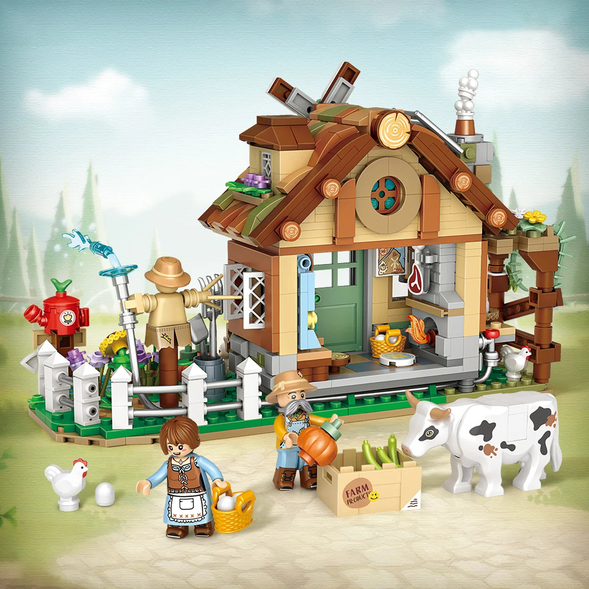 Bloco de Montar Fazenda Puzzle 899 Peças de Encaixar Crianças Adulto Adolescentes Infantil Bloco de Construção Decoração Colecionador