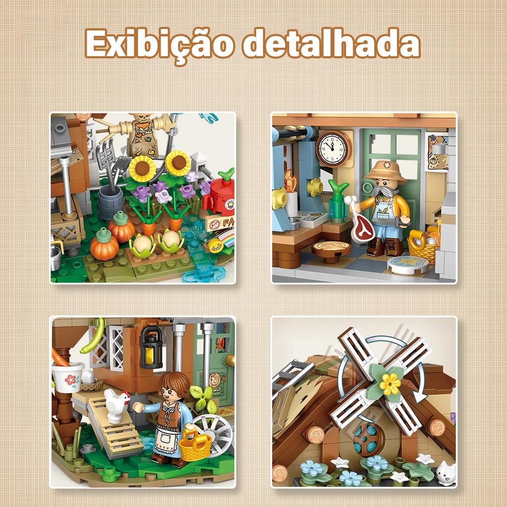 Bloco de Montar Fazenda Puzzle 899 Peças de Encaixar Crianças Adulto Adolescentes Infantil Bloco de Construção Decoração Colecionador