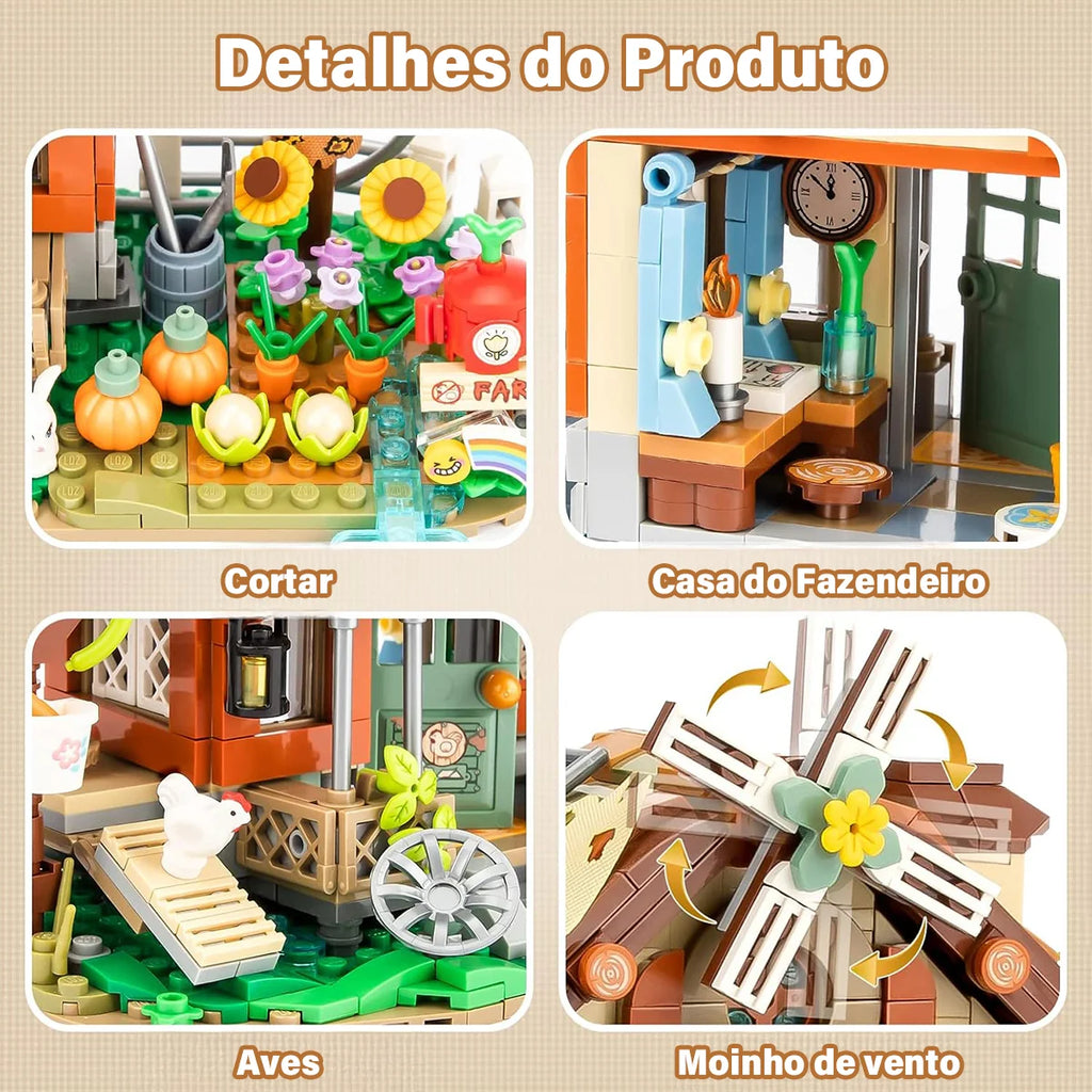 Bloco de Montar Fazenda Puzzle 899 Peças de Encaixar Crianças Adulto Adolescentes Infantil Bloco de Construção Decoração Colecionador