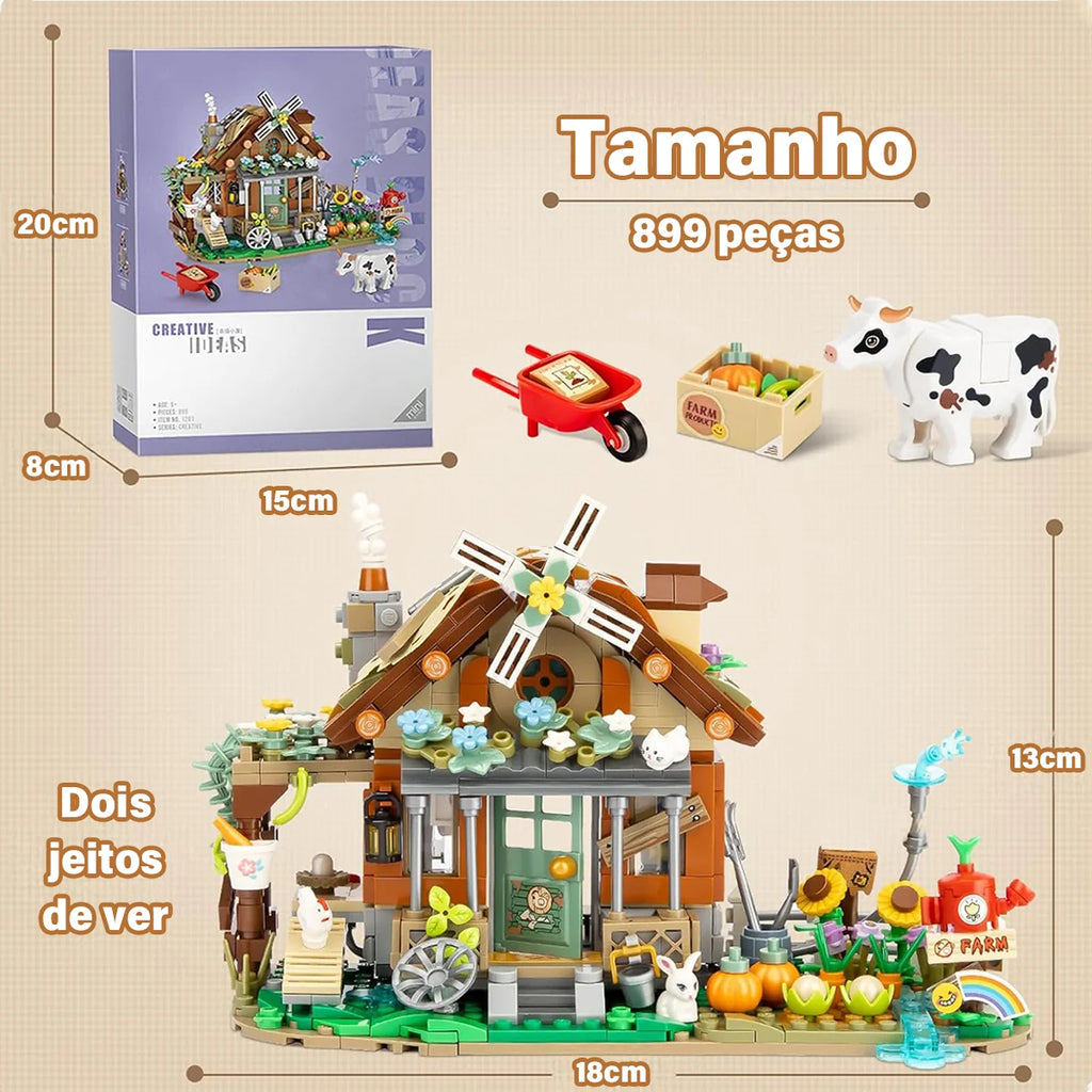 Bloco de Montar Fazenda Puzzle 899 Peças de Encaixar Crianças Adulto Adolescentes Infantil Bloco de Construção Decoração Colecionador