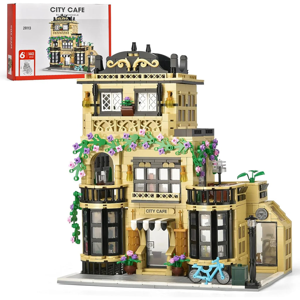 Bloco de Montar Café Puzzle 1443 Peças de Encaixar Com Luzes LED Crianças Adulto Adolescentes Infantil Bloco de Construção Decoração Colecionador