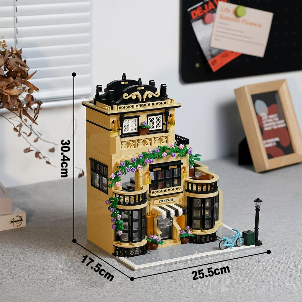 Bloco de Montar Café Puzzle 1443 Peças de Encaixar Com Luzes LED Crianças Adulto Adolescentes Infantil Bloco de Construção Decoração Colecionador