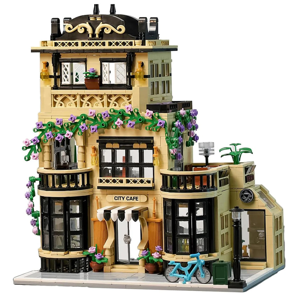 Bloco de Montar Café Puzzle 1443 Peças de Encaixar Com Luzes LED Crianças Adulto Adolescentes Infantil Bloco de Construção Decoração Colecionador