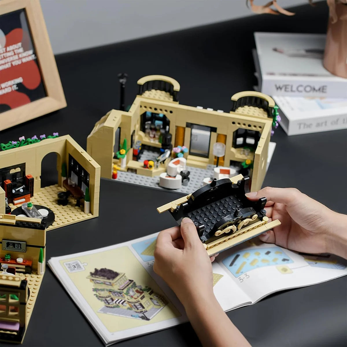 Bloco de Montar Café Puzzle 1443 Peças de Encaixar Com Luzes LED Crianças Adulto Adolescentes Infantil Bloco de Construção Decoração Colecionador