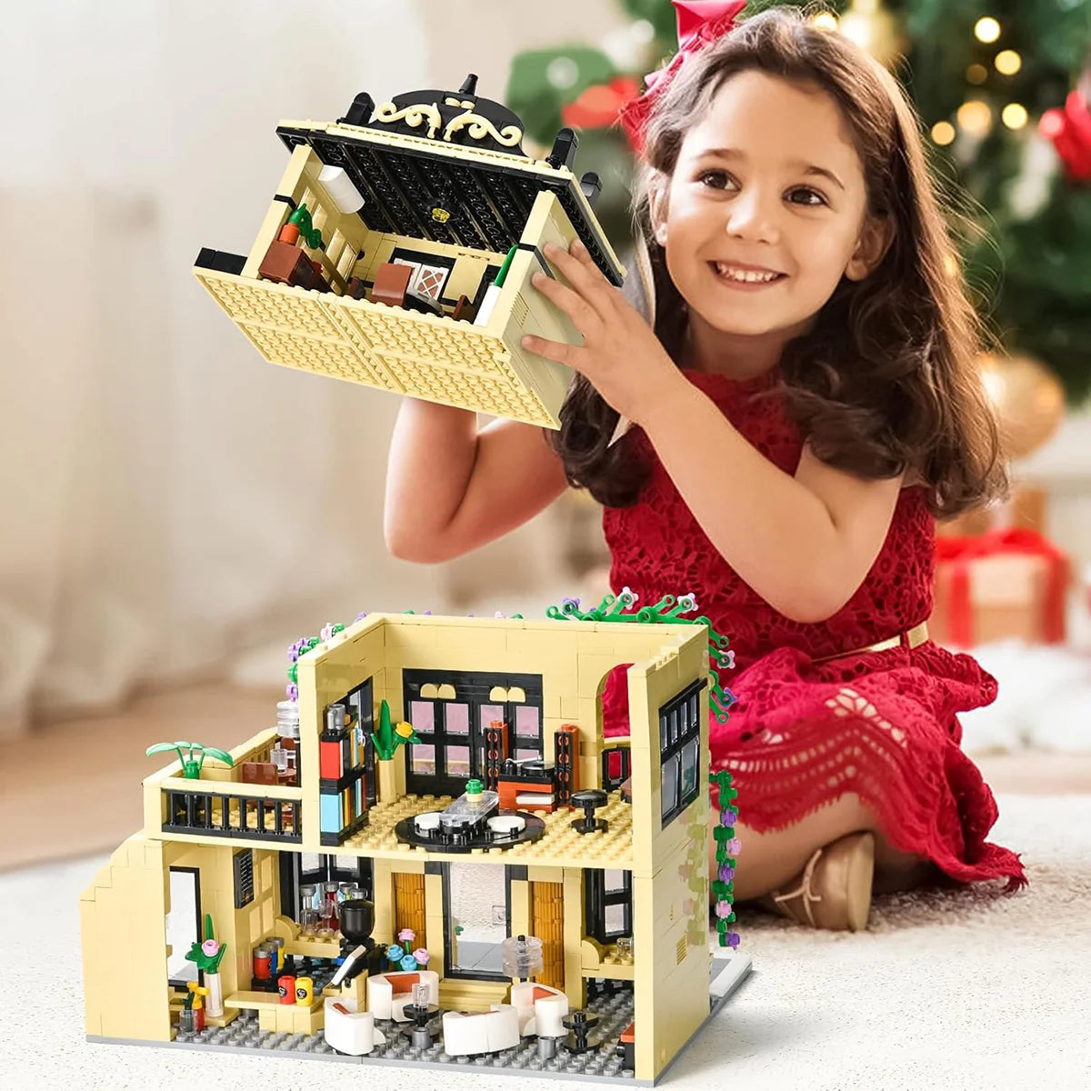 Bloco de Montar Café Puzzle 1443 Peças de Encaixar Com Luzes LED Crianças Adulto Adolescentes Infantil Bloco de Construção Decoração Colecionador