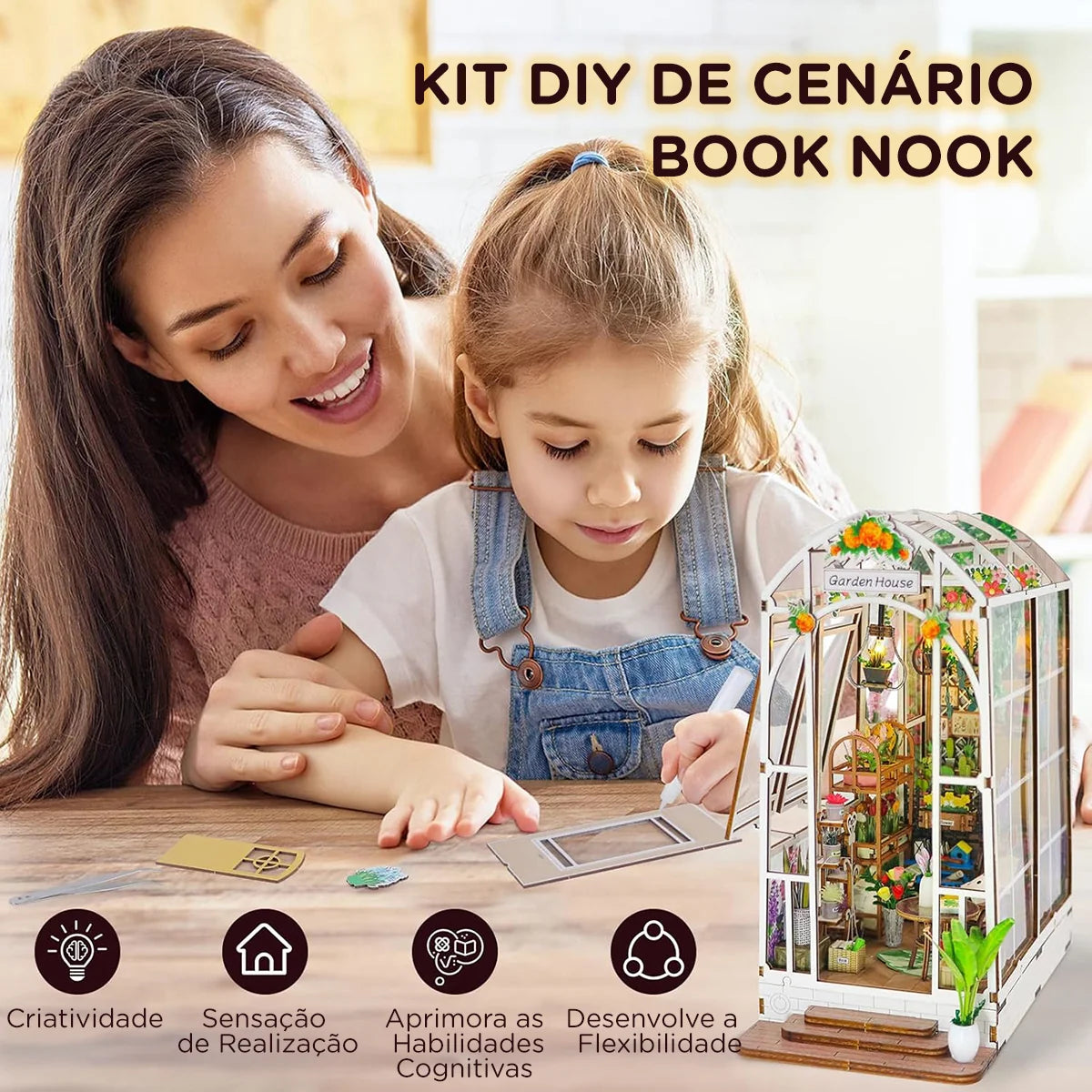 Bloco de Montar Jardim Mágico de Encaixar Com Luzes LED Crianças Adulto Adolescentes Infantil Bloco de Construção Decoração Colecionador