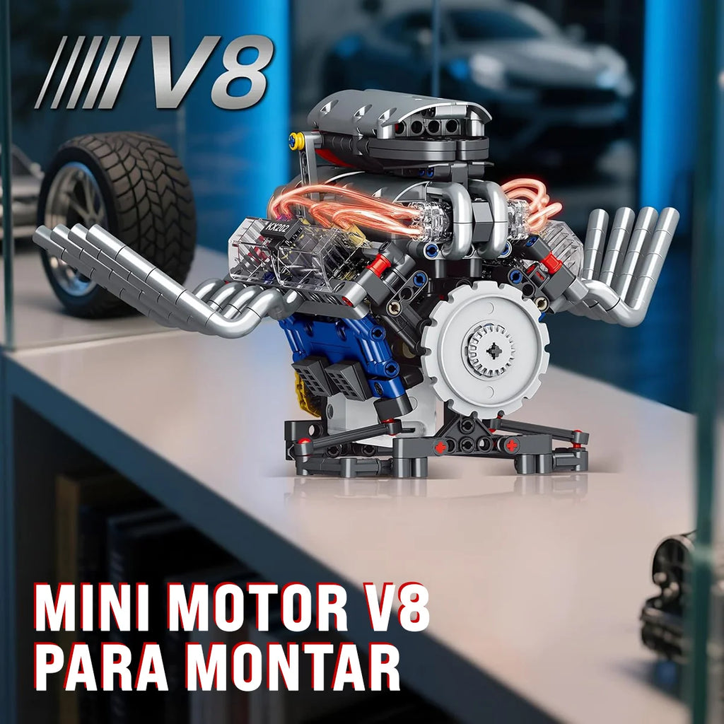 Bloco de Montar de Encaixe Motor V8 665 peças USB Controle via APP Decoração Brinquedo Educativo Infantil Adolescente Adulto Conjunto de Construção