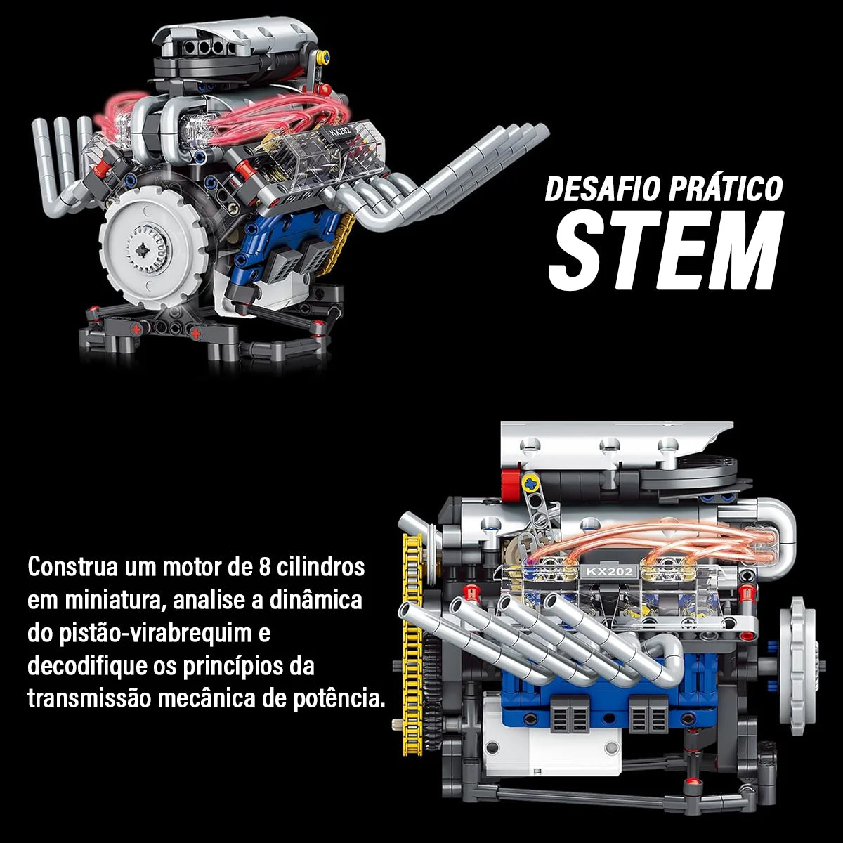 Bloco de Montar de Encaixe Motor V8 665 peças USB Controle via APP Decoração Brinquedo Educativo Infantil Adolescente Adulto Conjunto de Construção
