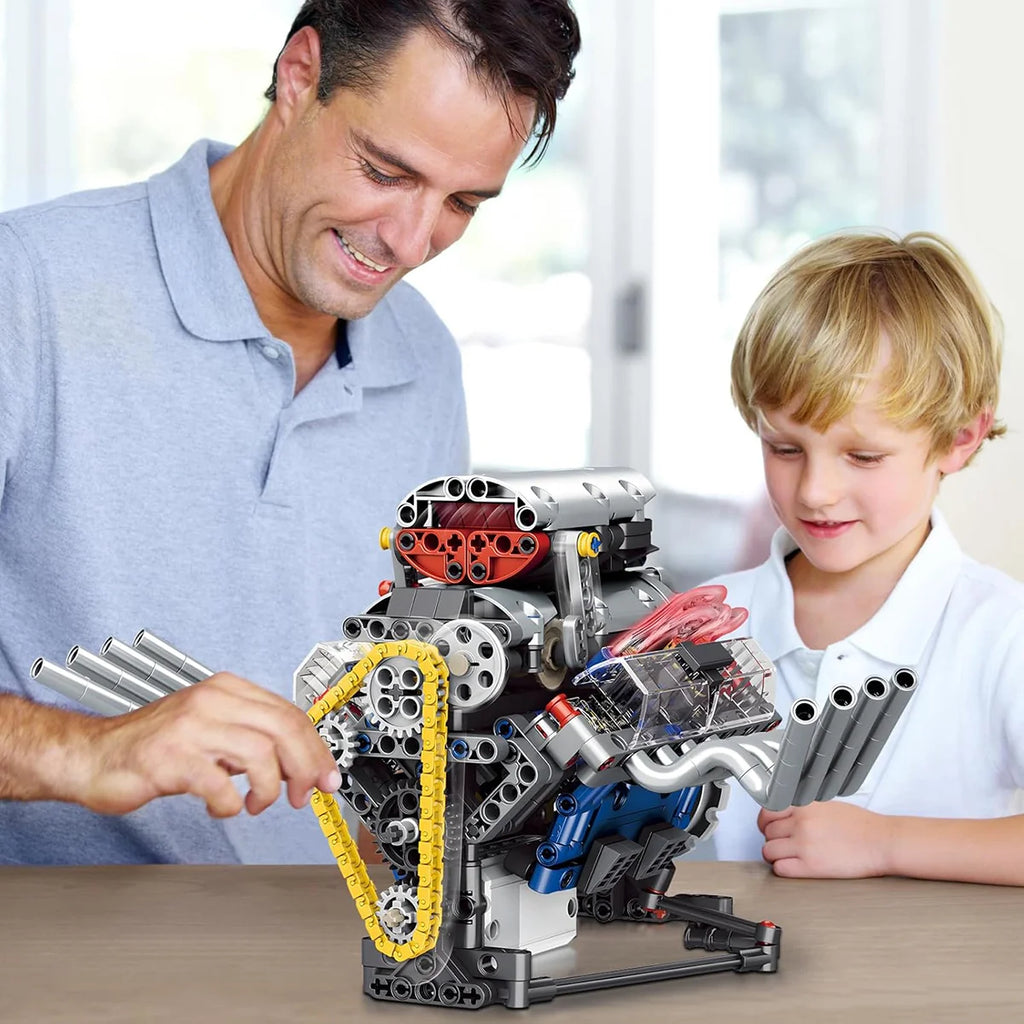Bloco de Montar de Encaixe Motor V8 665 peças USB Controle via APP Decoração Brinquedo Educativo Infantil Adolescente Adulto Conjunto de Construção
