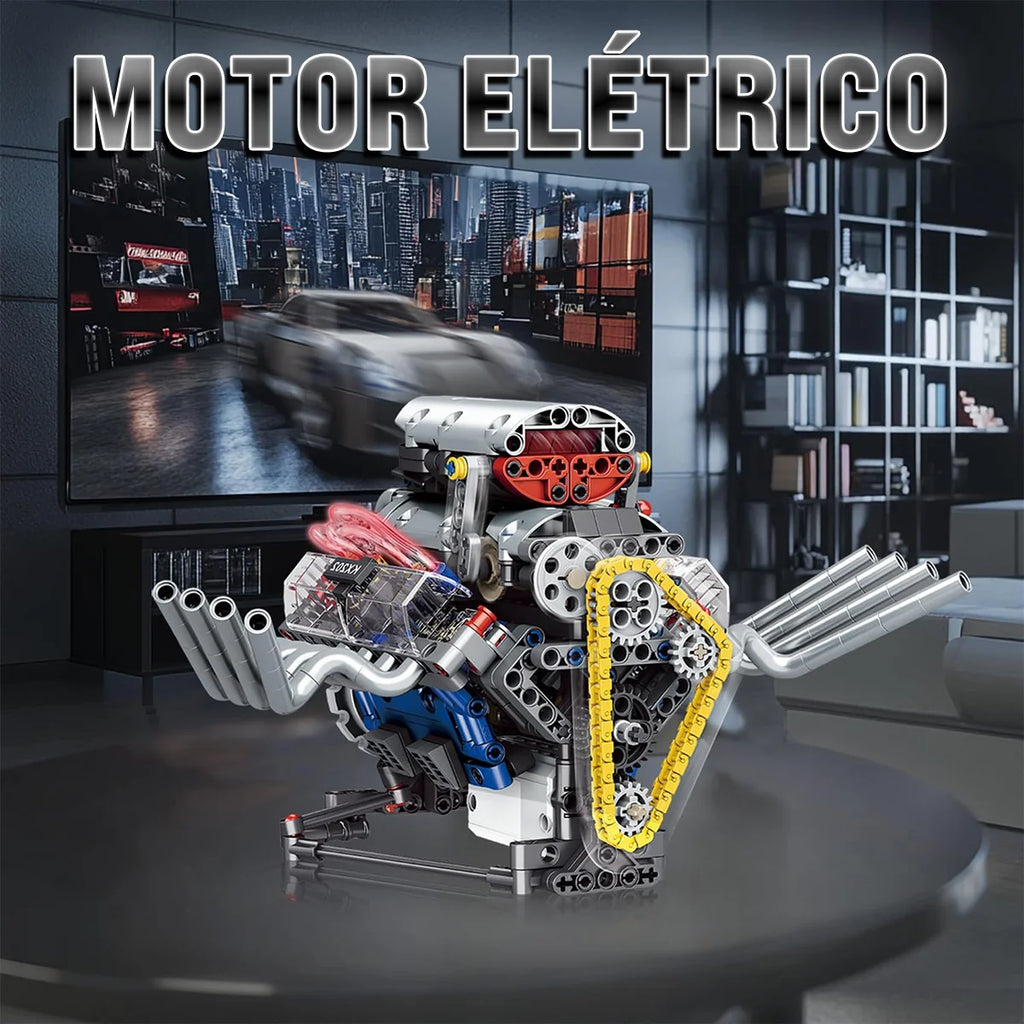 Bloco de Montar de Encaixe Motor V8 665 peças USB Controle via APP Decoração Brinquedo Educativo Infantil Adolescente Adulto Conjunto de Construção