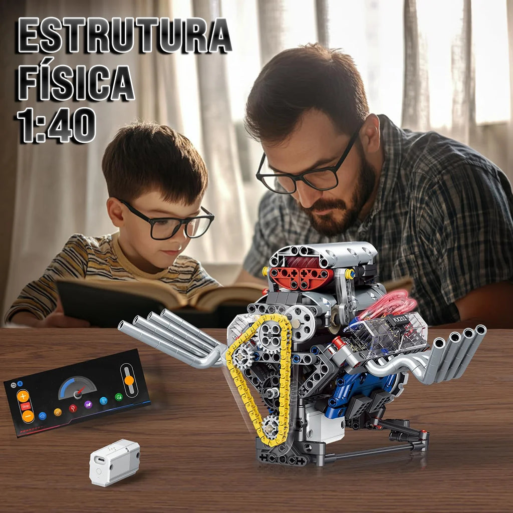 Bloco de Montar de Encaixe Motor V8 665 peças USB Controle via APP Decoração Brinquedo Educativo Infantil Adolescente Adulto Conjunto de Construção