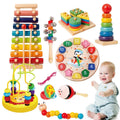Kit de 9 Brinquedos Educativos para Crianças Bebês de Madeira Multisensoriais para Educação infantil Montar Encaixar Tocar