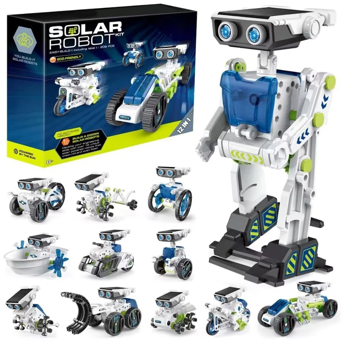 Blocos De Construção Robô Solar Car Veículos Brinquedos Educativos Para Crianças 12 Em 1 Brastoy