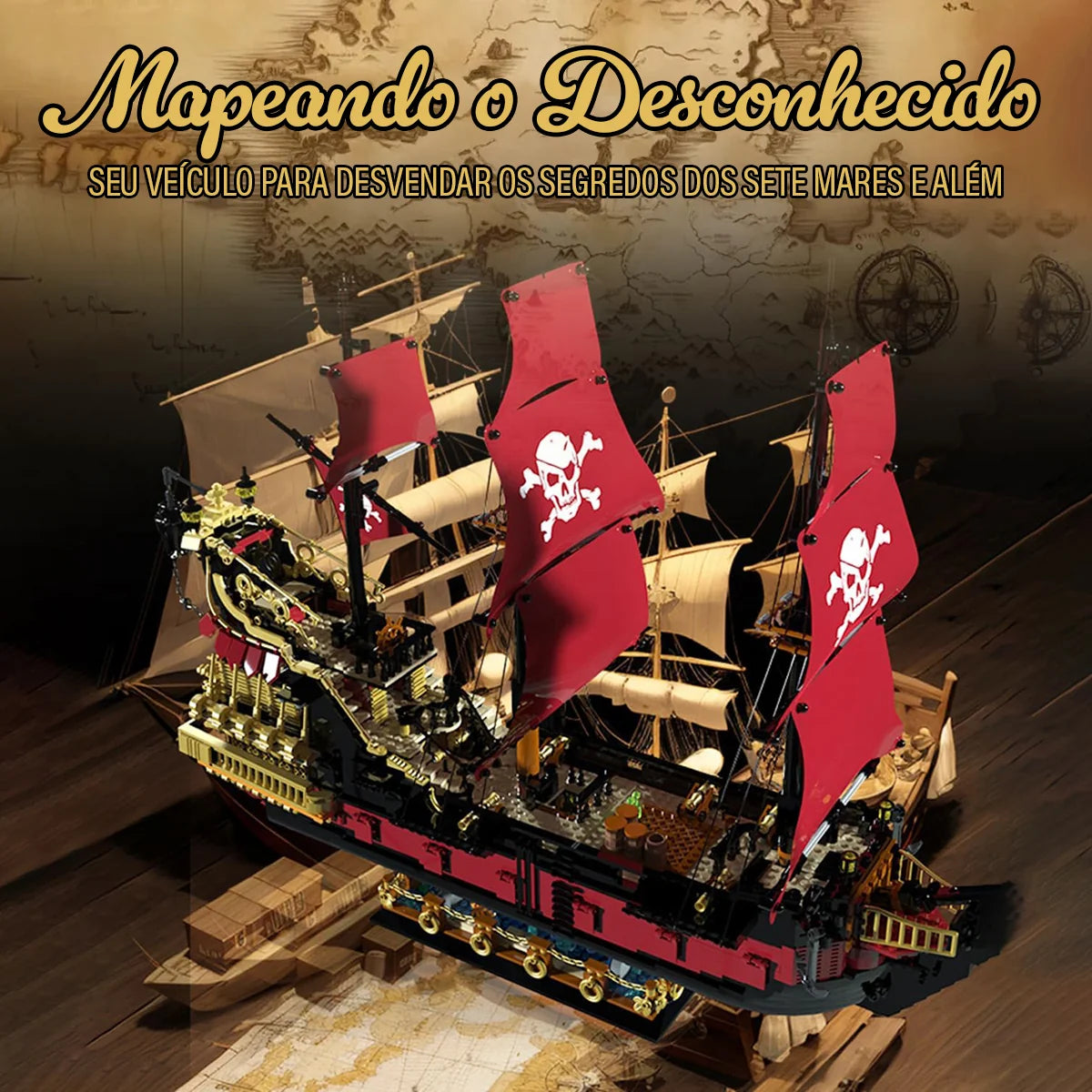 Bloco de Montar de Encaixe Navio Pirata 3399 peças Decoração Brinquedo Educativo Infantil Adolescente Adulto Conjunto de Construção